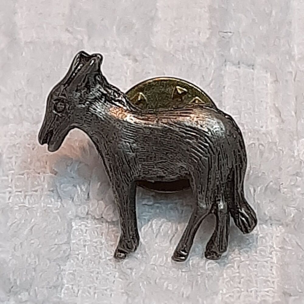 Vintage Donkey metal lapel tac pin Silver/Pewter-Tone Farm Animal